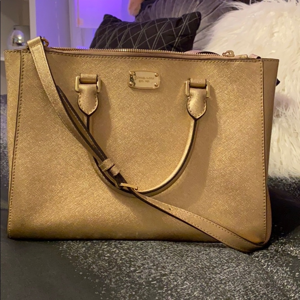 Michael Kors champagne gold satchel purse